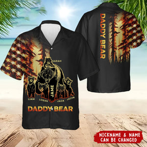 Papa Bear Custom Grandkids Names - Personalized Hawaiian Shirt