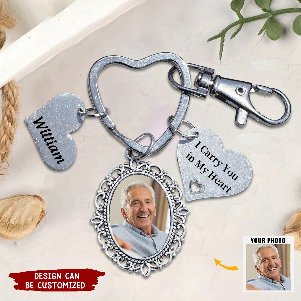 Memorial Upload Photo Gift, A Big Piece Of My Heart Lives In Heaven Personalized Keychain