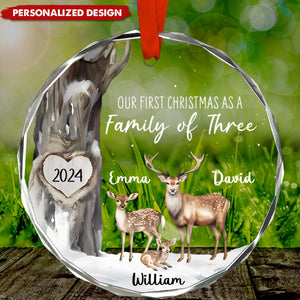 Our First Christmas As A Family Of Three/Four -Personalized Glass Ornaments