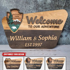 National Park Welcome Sign-Personalized Customized Couple Names Gift