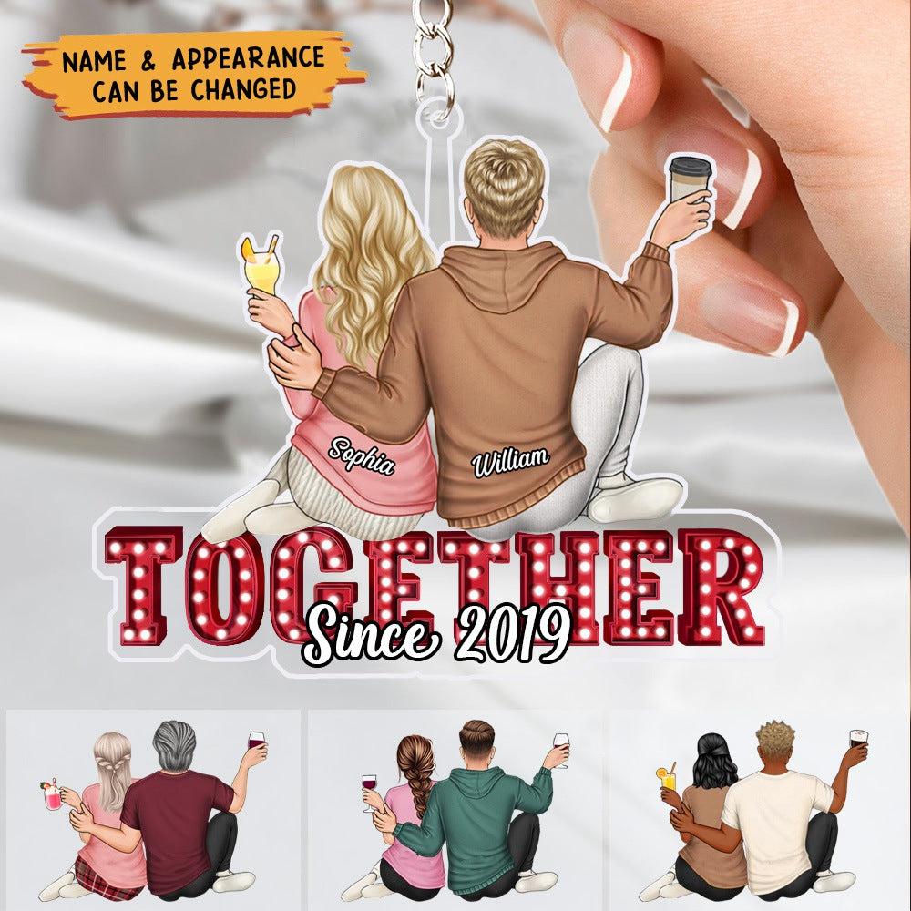 Couple Hugging Together Since - Personalized Cutout Acrylic Keychain