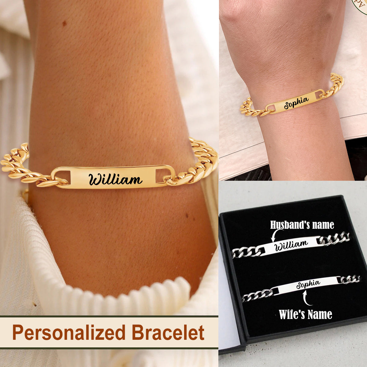 Personalized Custom Text Engraving Bracelet - Gift For Couples