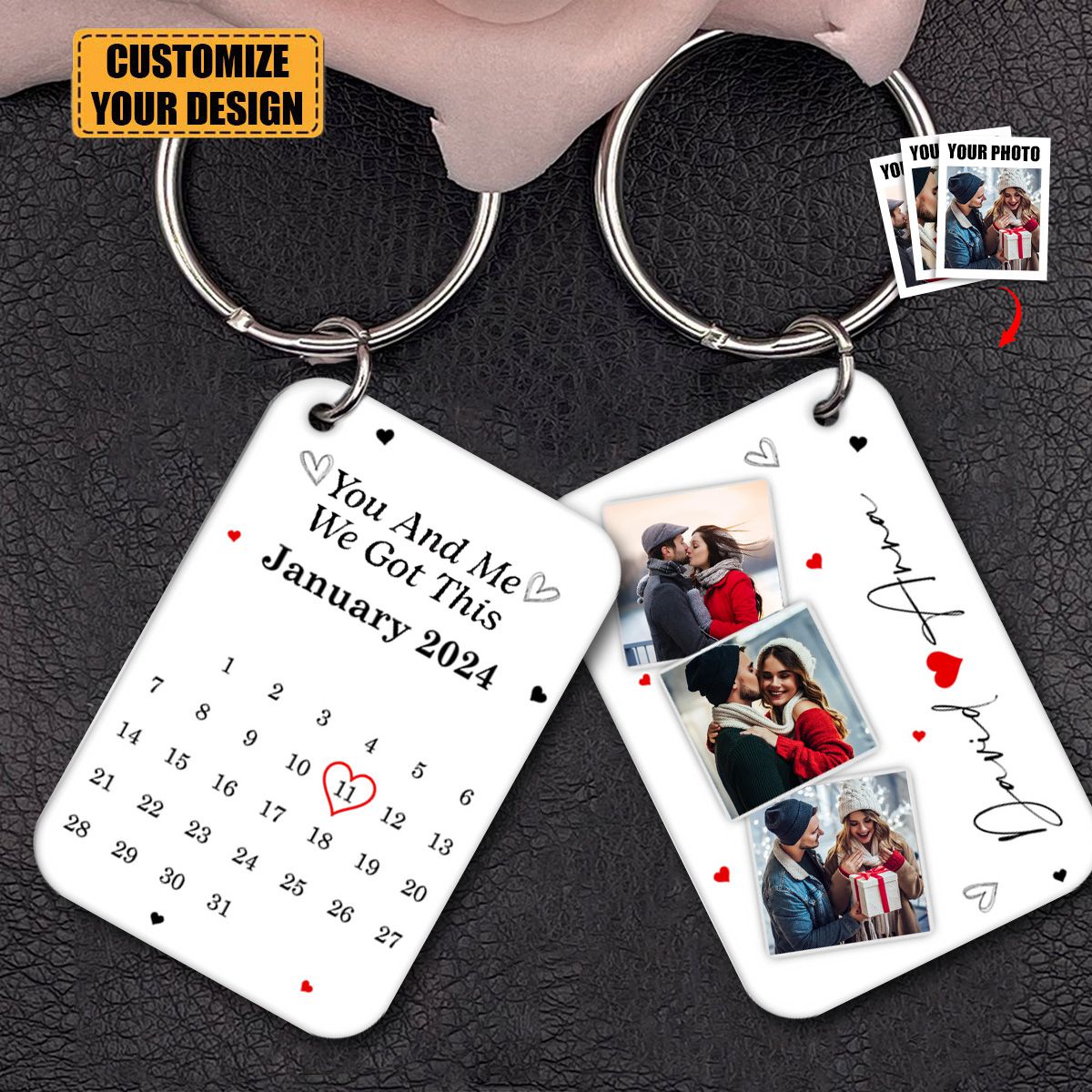 Custom Photo Calendar The Day Our Journey Began - Gift For Couples - Personalized Acrylic Keychain