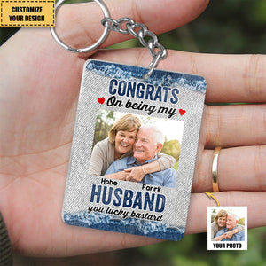 Congrats On Being My Hubby - Personalized Couple Keychain