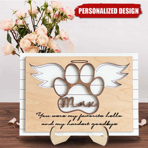 Pet Memorial Gift - Personalized 2-Layered Wooden Plaque With Stand