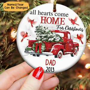 Cardinal Memorial Mom Dad Red Truck Personalized Ornament