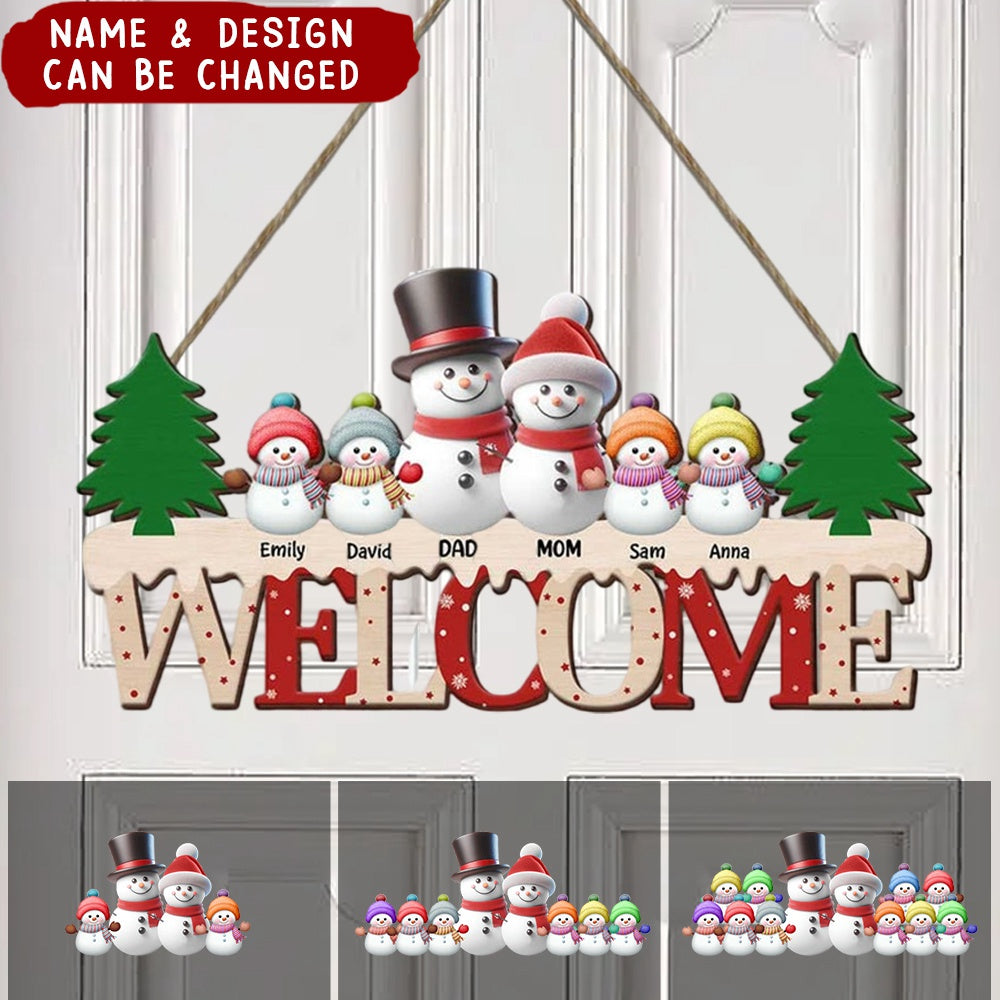 Cute Christmas Snowman For Parents/ Grandparents - Personalized Shape Wooden Sign