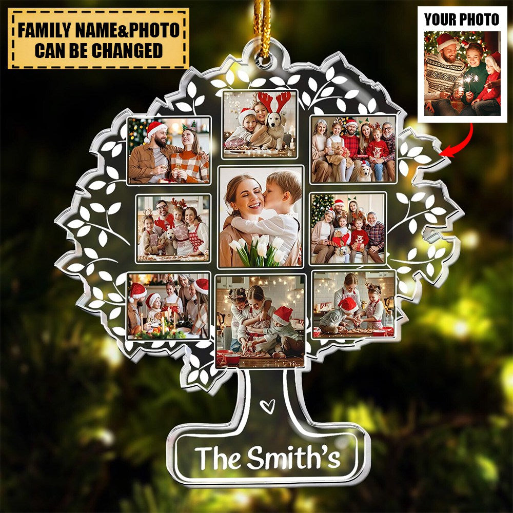 Custom Photo Family Tree Of Life - Personalized Acrylic Photo Ornament