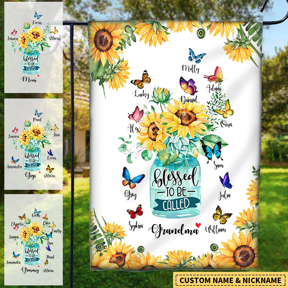 Personalized Blessed To Be Called Nana Flower Flag