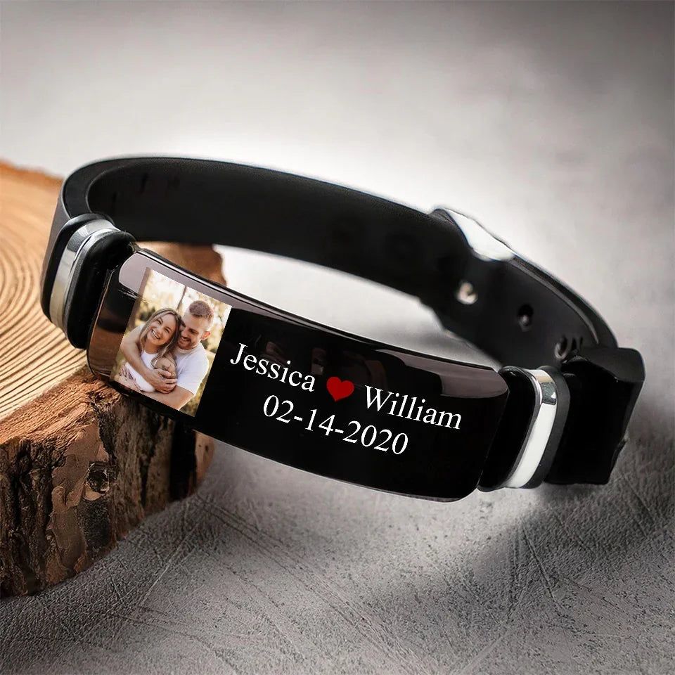 Custom Photo I Love You Always And Forever - Couple Personalized Custom Bracelet