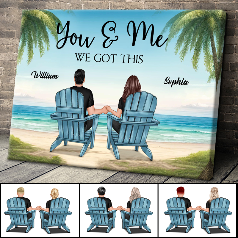 Beach View Couple Sitting Beach Gift For Couple Personalized Custom Framed Canvas Wall Art