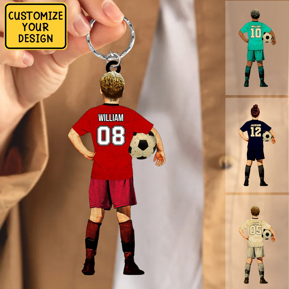 Personalized Soccer Players Acrylic Keychain - Gift For Soccer Lovers