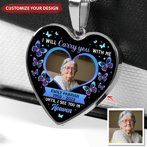 Upload Photo Family Loss Til' I See You Again Memorial Gift Customized Heart Necklace