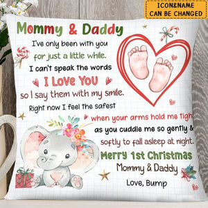 Baby's First Mommy & Daddy Right Now I Feel The Safest Personalized Pillow