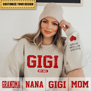 Glitter Custom Name Mimi Nana Grandma Est And Kids Sweatshirt