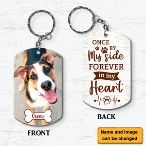 Pet Memorial Once By My Side Forever In My Heart Photo Personalized Acrylic Keychain