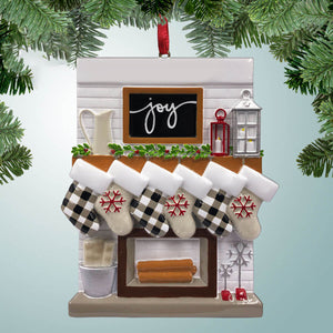 Christmas Fireplace Mantel Family Stocking Ornament