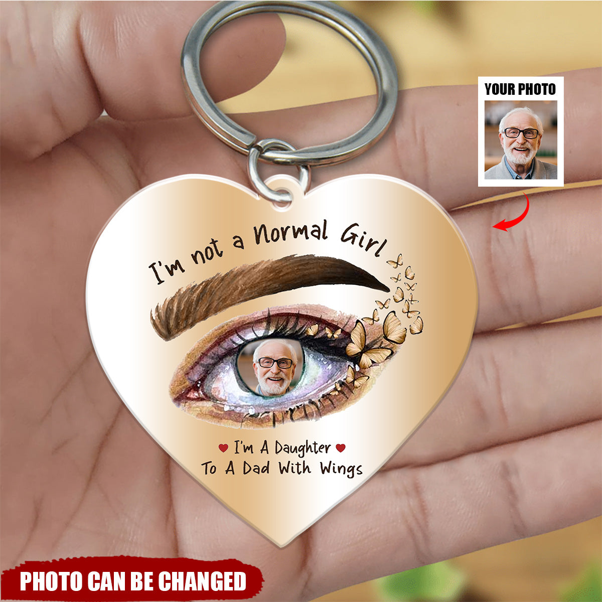 A Daughter To A Dad With Wings Personalized Memorial  Acrylic Keychain