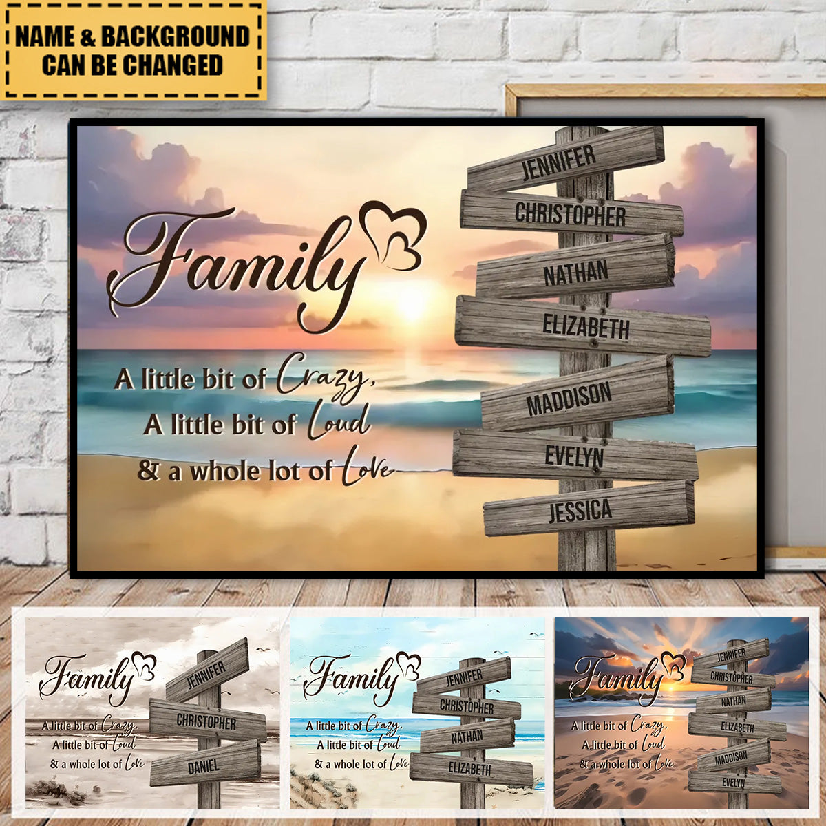 Personalized Family Name Street Beach Sign Landscape Poster