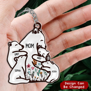 Floral Mama Bear - Personalized Cutout Acrylic Keychain