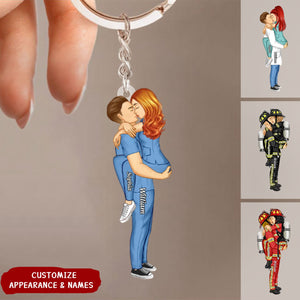 Personalized Gifts by Occupation Couple Portrait Keychain