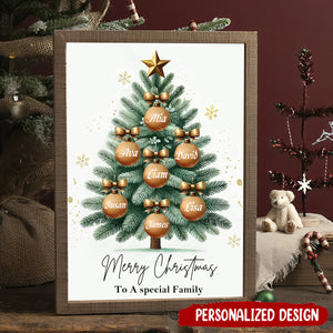 Personalised Christmas Tree Canvas – Custom Family Names – Merry Christmas To A Special Family