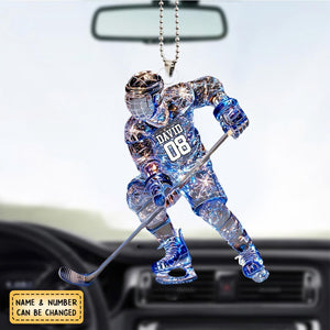 Sparkling Ice Hockey Player - Personalized Hockey Ornament