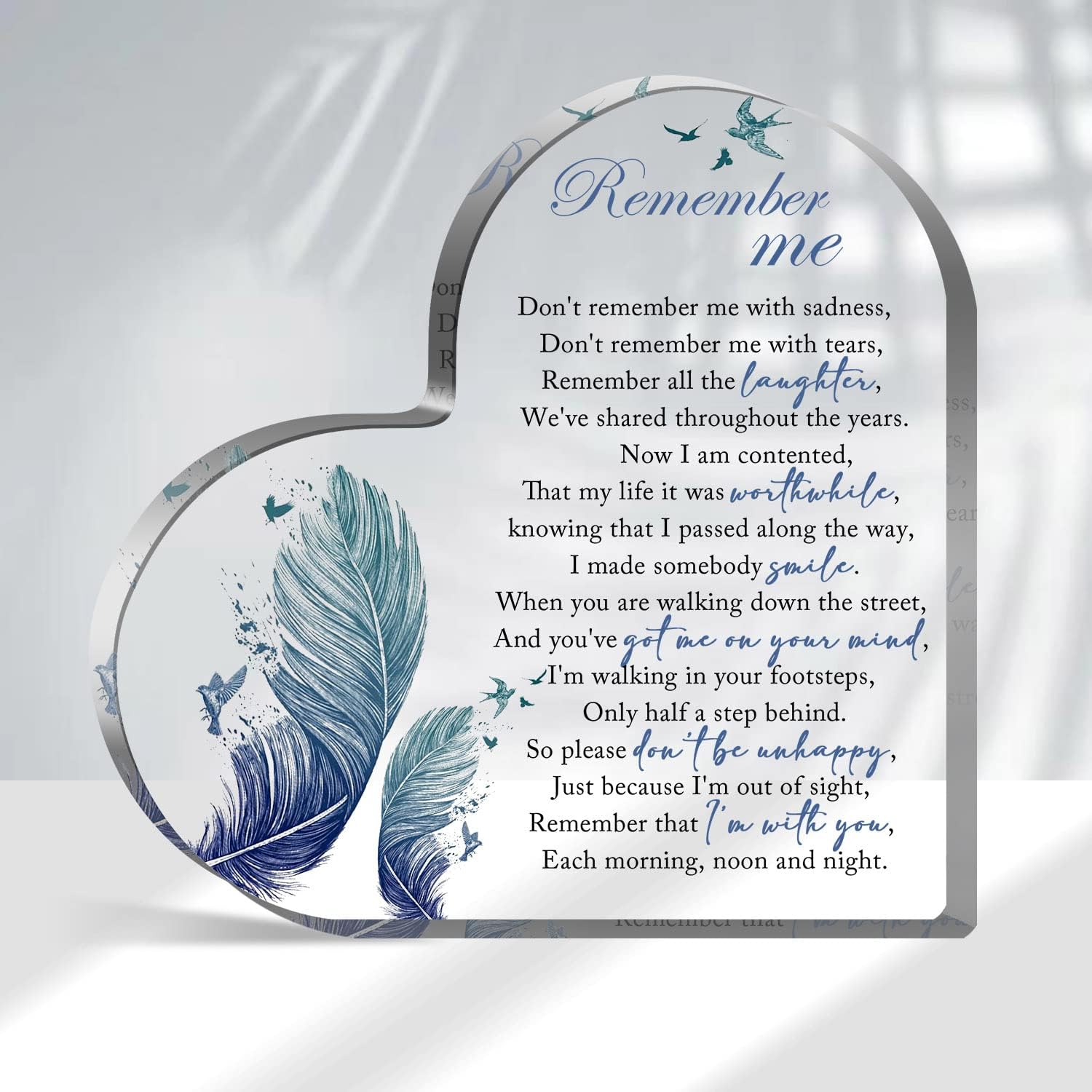Personalized Memorial Heart Keepsake Remember Me-Personalized Acrylic Plaque