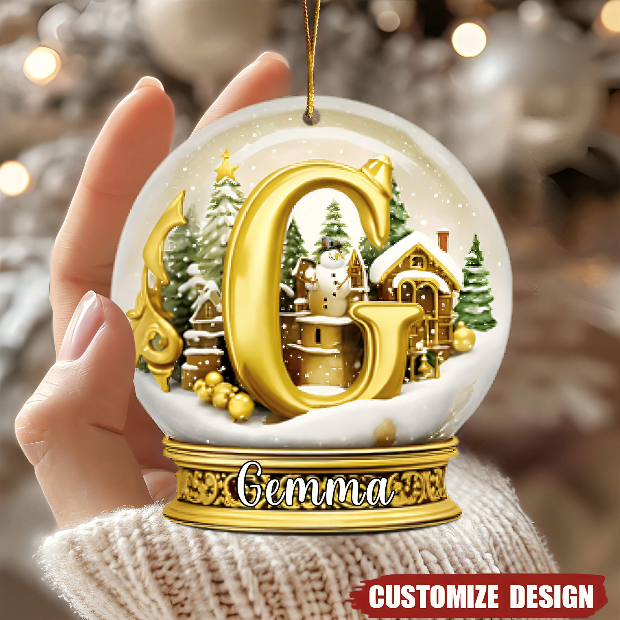 Family Snow Globle Alphabet - Personalized Family Ornament