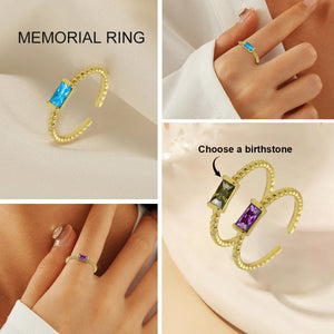 Personalized Birthstone Memorial Adjustable Ring