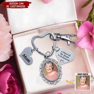 Memorial Upload Photo Gift, A Big Piece Of My Heart Lives In Heaven Personalized Keychain