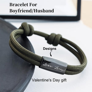 Personalized Men’s Rope Bracelet - Custom Engraving Couple Bracelet