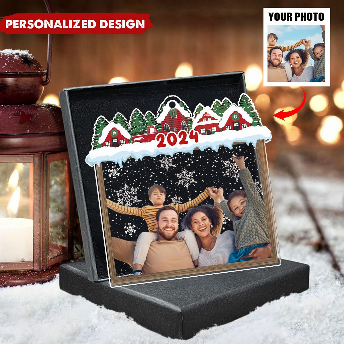 Personalized Custom Photo Family 2024 Christmas Acrylic Ornament