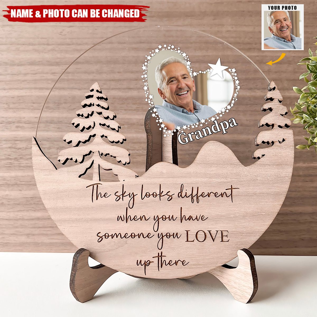 The Sky Looks Different - Personalized Photo Wood And Acrylic Plaque
