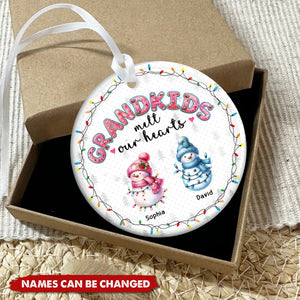 Personalized Gift For Grandparents Circle Ceramic Ornament