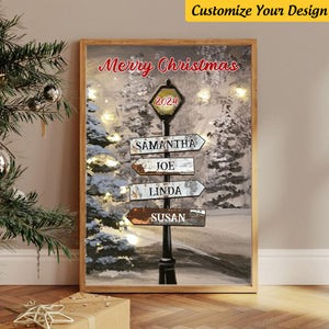 Personalized Vintage Industrial Style Christmas Street Light Poster