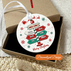 Personalized Customized Family Christmas Road Sign Ceramic Ornaments