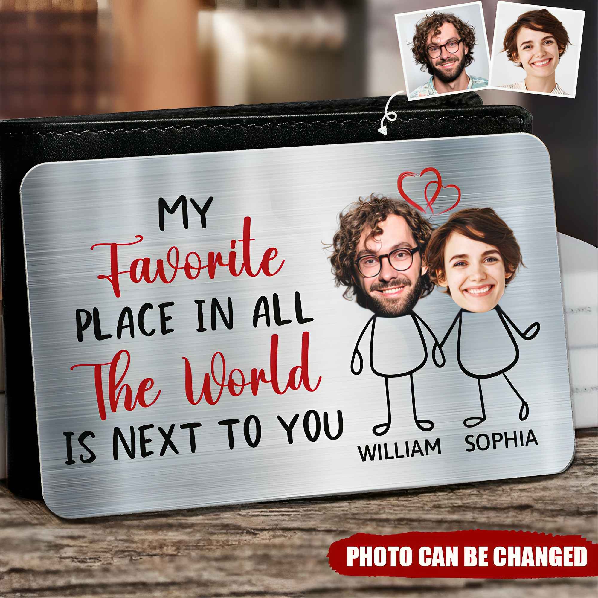 Custom Photo My Favorite Place - Gift For Couples, Husband, Wife - Personalized Aluminum Wallet Card