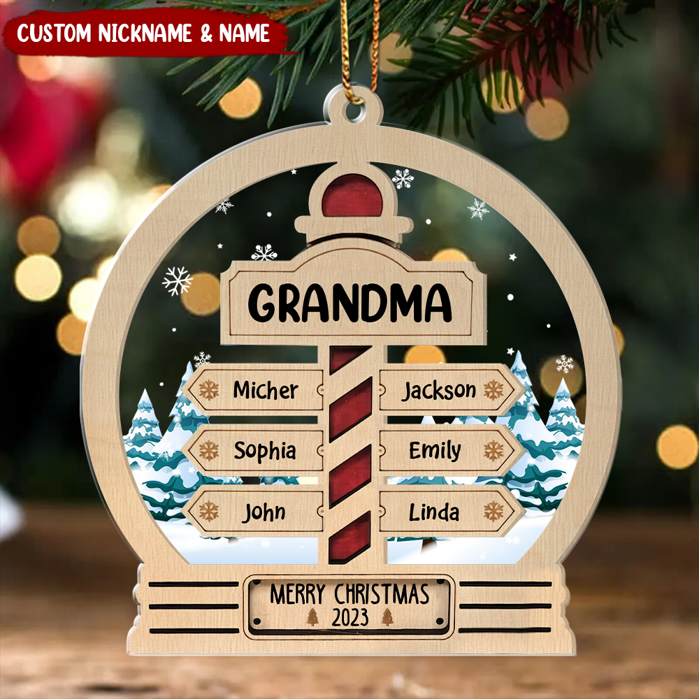 Family Sign With Grandkids Name Personalized  Acrylic Ornament Gift for Grandmas Moms Aunties