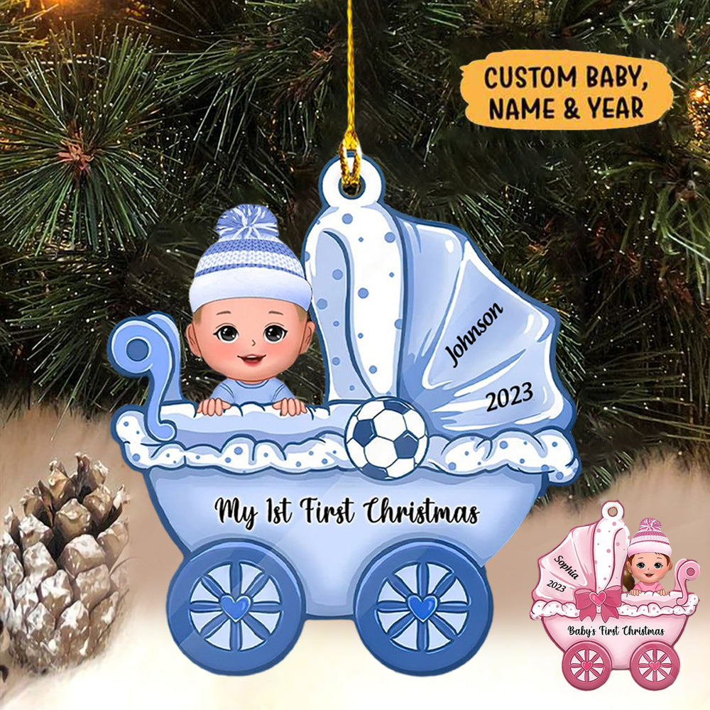 Baby On Carriage Christmas Personalized Shaped Ornament