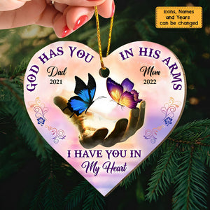 Personalized Butterfly Memorial Gift For Loss Of Loved One Heart Acrylic Ornament