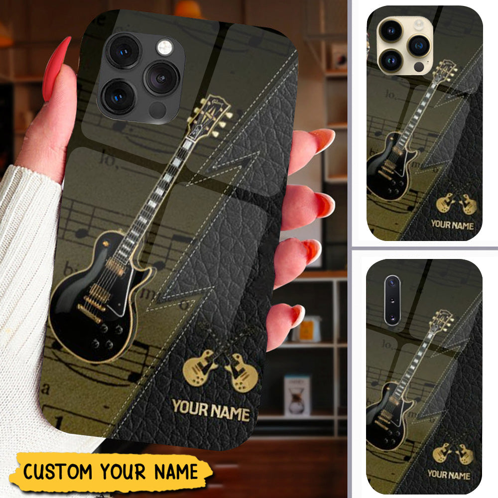Personalized Name Black Guitar Phone Case