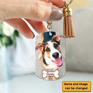 Pet Memorial Once By My Side Forever In My Heart Photo Personalized Acrylic Keychain