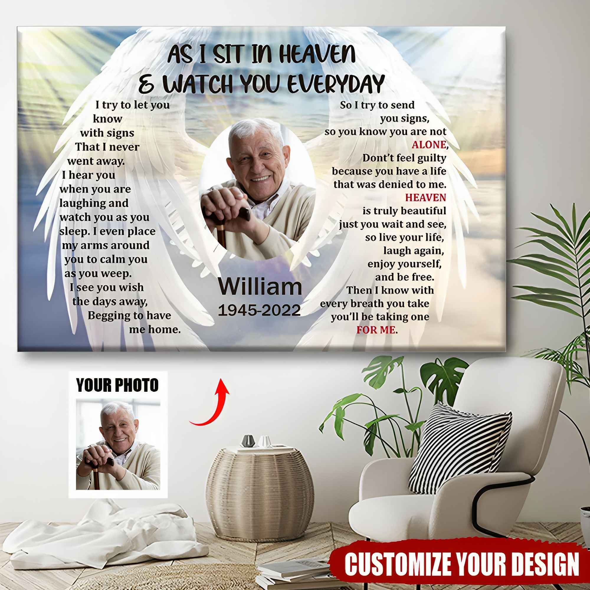 As I Sit In Heaven And Watch You Everyday - Personality Customized Canvas - Memorial Gift For Loss