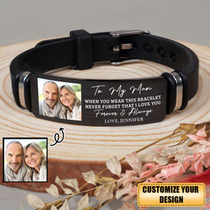 Couple Custom Photo To My Man - Personalized Engraved Bracelet