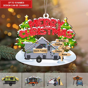 Personalized Merry Christmas Family Camper Ornaments - Gifts for Your Family