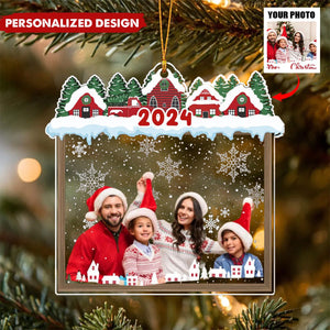 Personalized Custom Photo Family 2024 Christmas Acrylic Ornament