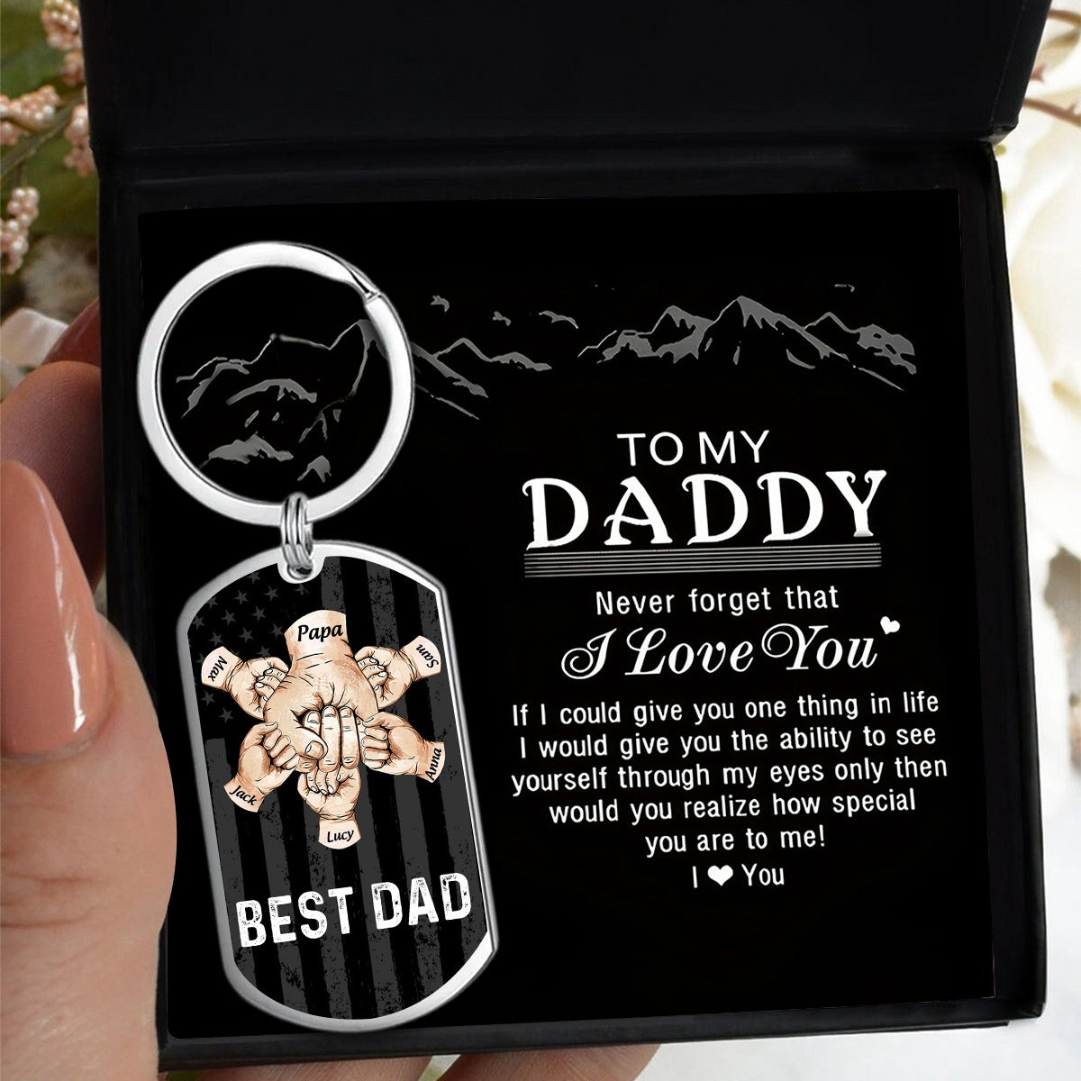 To My Daddy,Never Forget That I Love You -Personalized Aluminum Keychain