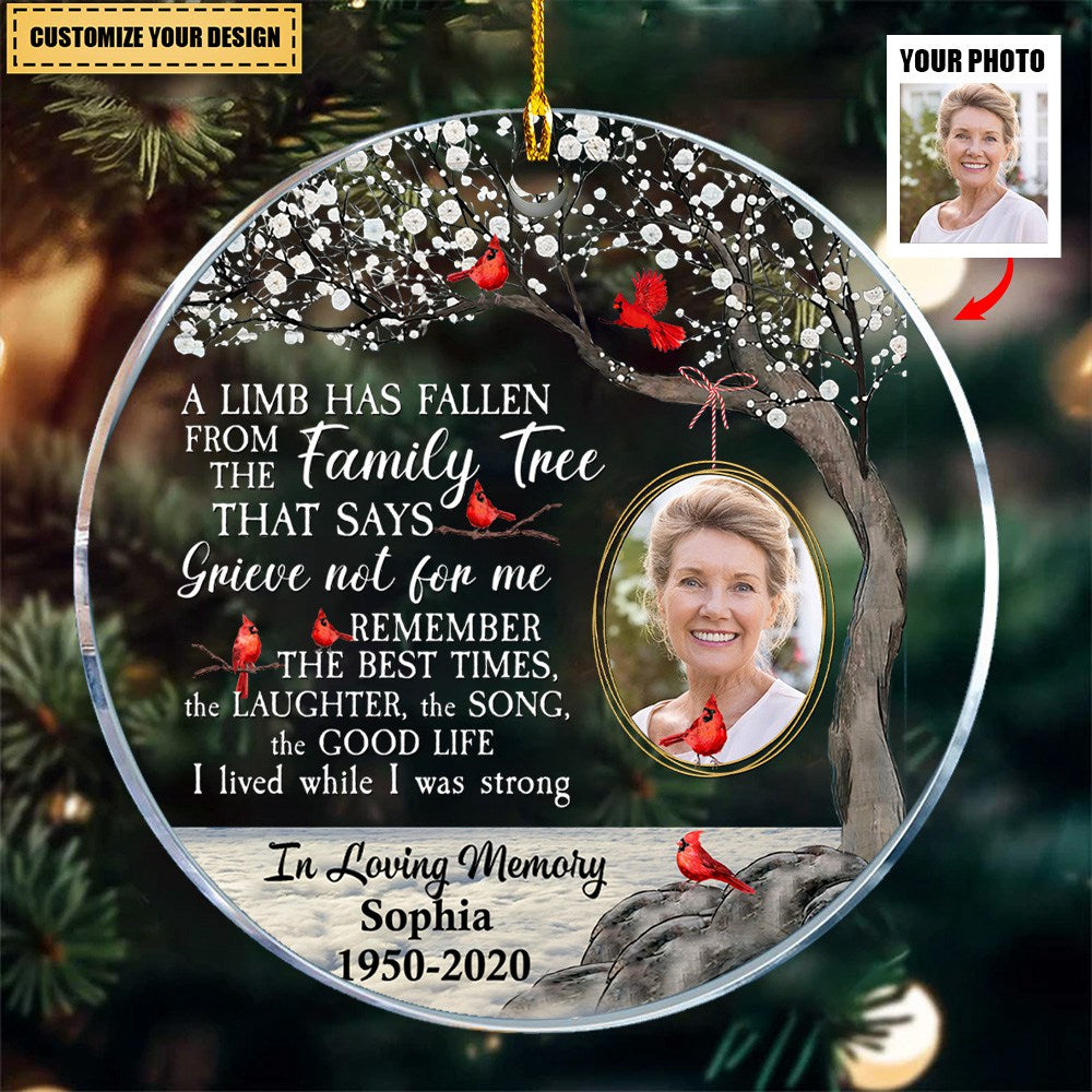 Memorial Upload Photo A Limb Has Fallen From The Family Tree Personalized Ornament