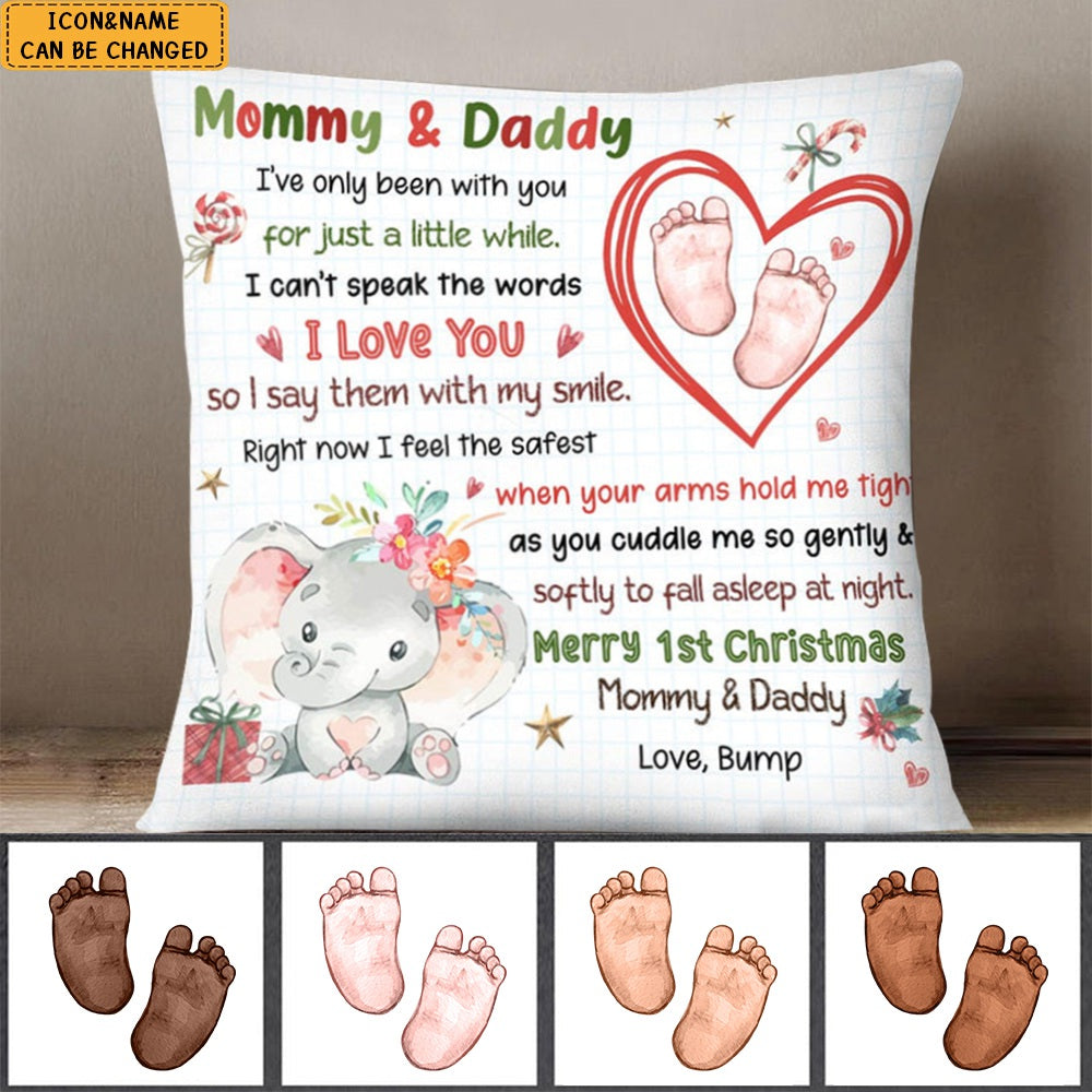 Baby's First Mommy & Daddy Right Now I Feel The Safest Personalized Pillow